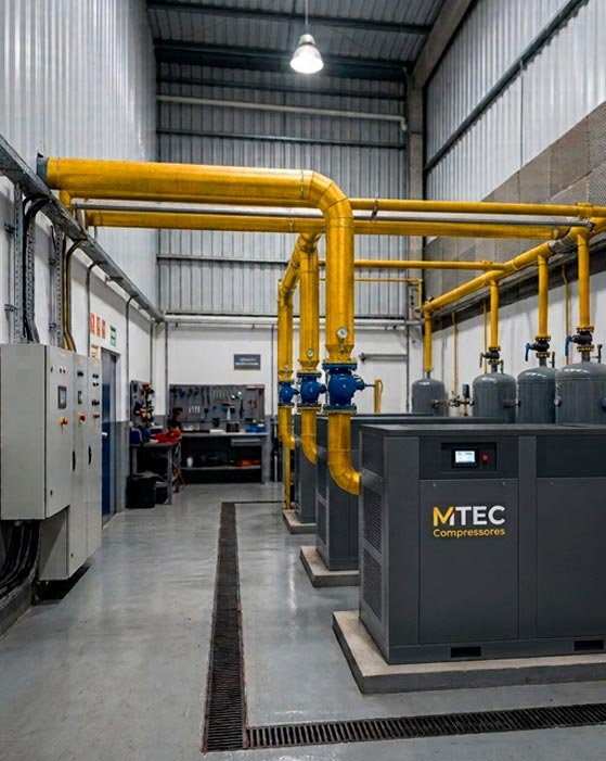 Equipe MTEC em manutenção de compressor de parafuso